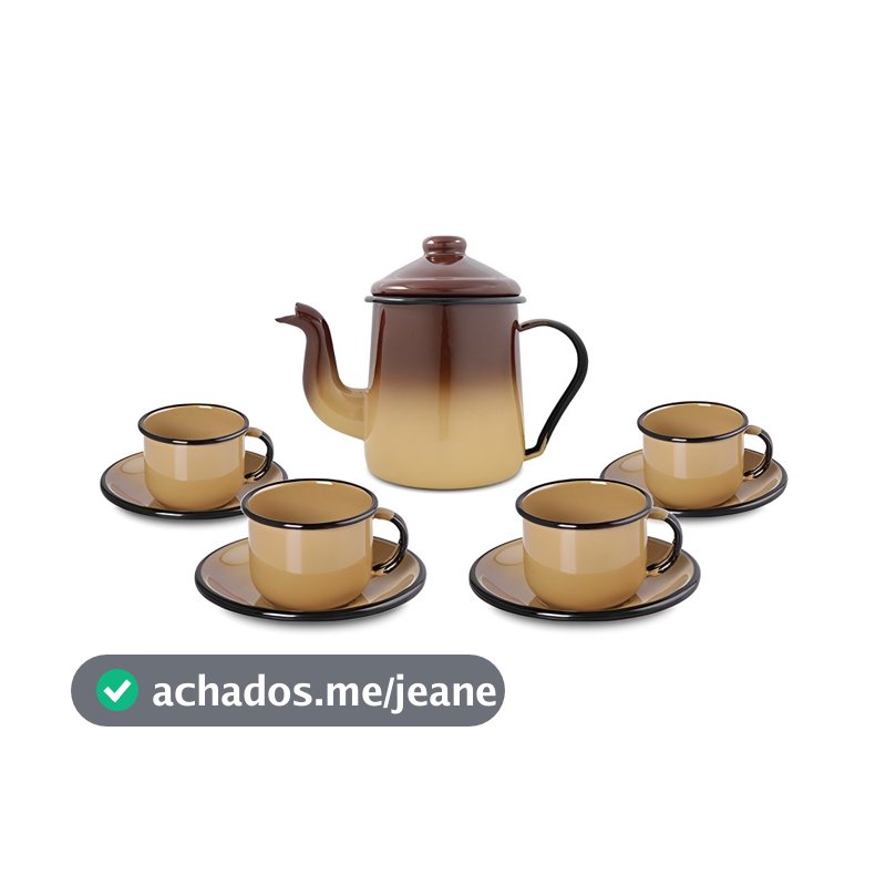Conjunto para Café Esmaltado 9 Peças Marrom Degradê Ewel