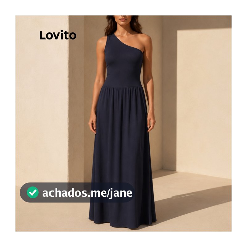 Vestido Longo Lovito Feminino Elegante Ombro Só Soltinho Verão Festa DRB844BRL874