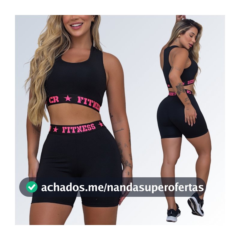 Conjunto Academia Top e Short Elastico Exposto