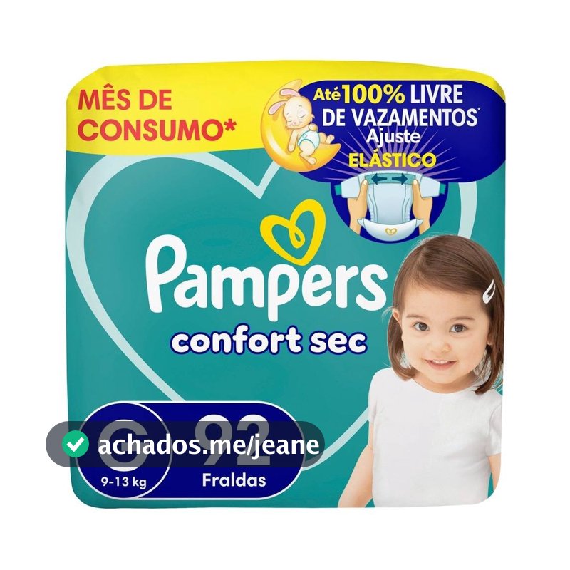 Fralda Pampers Confort Sec Max G 92 Unidades
