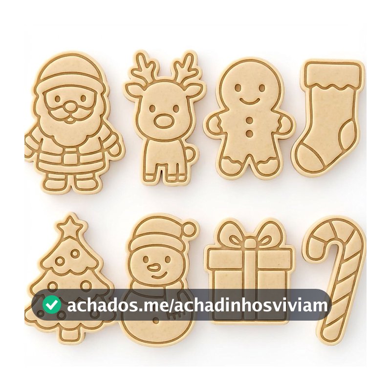kit com 8 peças de cortador e marcador de biscoitos de natal/papai noel/arvore de natal