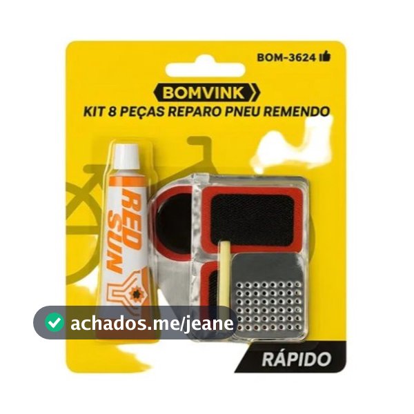 Kit Reparo Pneu Bike Bicicleta Remendo Vipal + Cola KIT REMENDO FRIO RAPIDO KIT COM 8 PÇS peneu furado