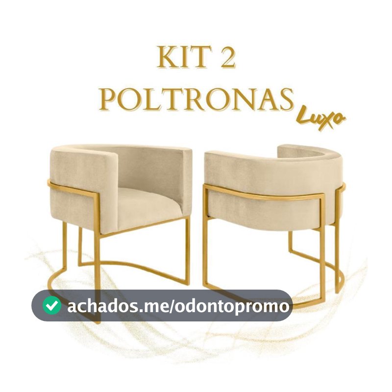 kit 2 Poltronas Decorativa Cadeira de Consultório Clinica Recepção Sala Mesa Jantar