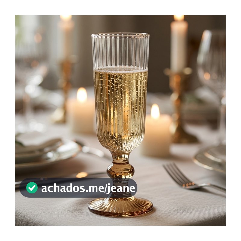 Jogo 6 Taças Caneladas Champanhe Flux 160ml Vidro Flute Espumante Elegante