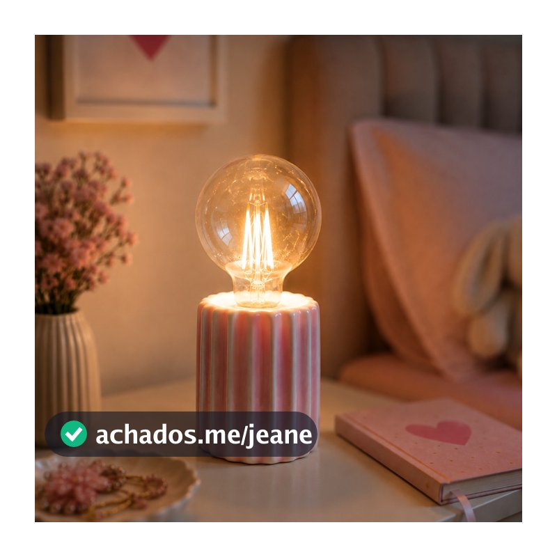 Luminária Decorativa Retrô em Cerâmica Rosa - Ideal para Quarto, Sala, Mesa de Cabeceira, Escritório