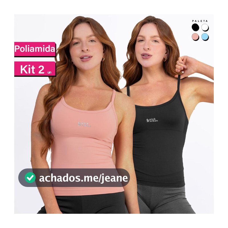 Kit 2 Regata Camiseta Alcinha Fitness Feminino Liso Poliamida Tank Top Slim Academia Verão