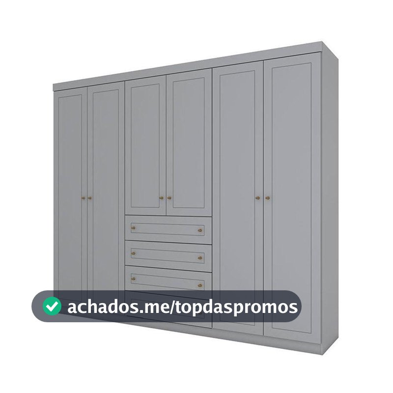 Guarda Roupa Casal Americano 6 Portas Cinza – Henn