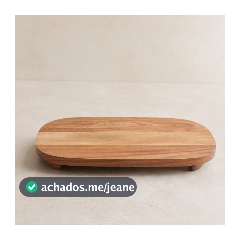 Bandeja Madeira Natural com Pes 36x22x4cm Travessa Servir Oval Tabua Frios Cantinho do Cafe Organizador Bancada Luxo
