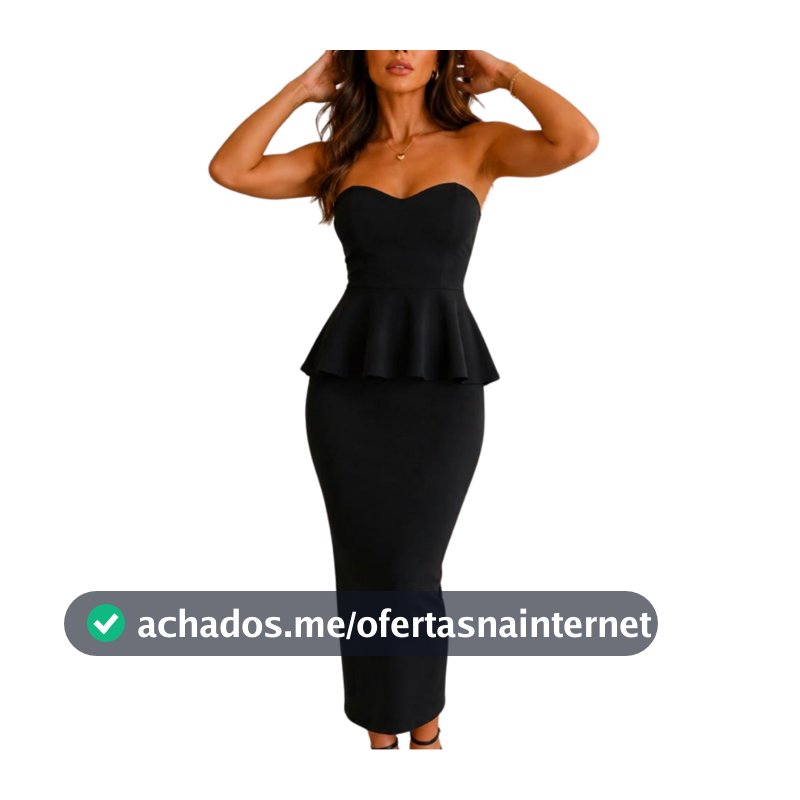 Conjunto Feminino Elegante em Tecido ANARRUGA – Cropped Tomara que Caia com Peplum + Saia Midi Longa Cintura Alta, Look