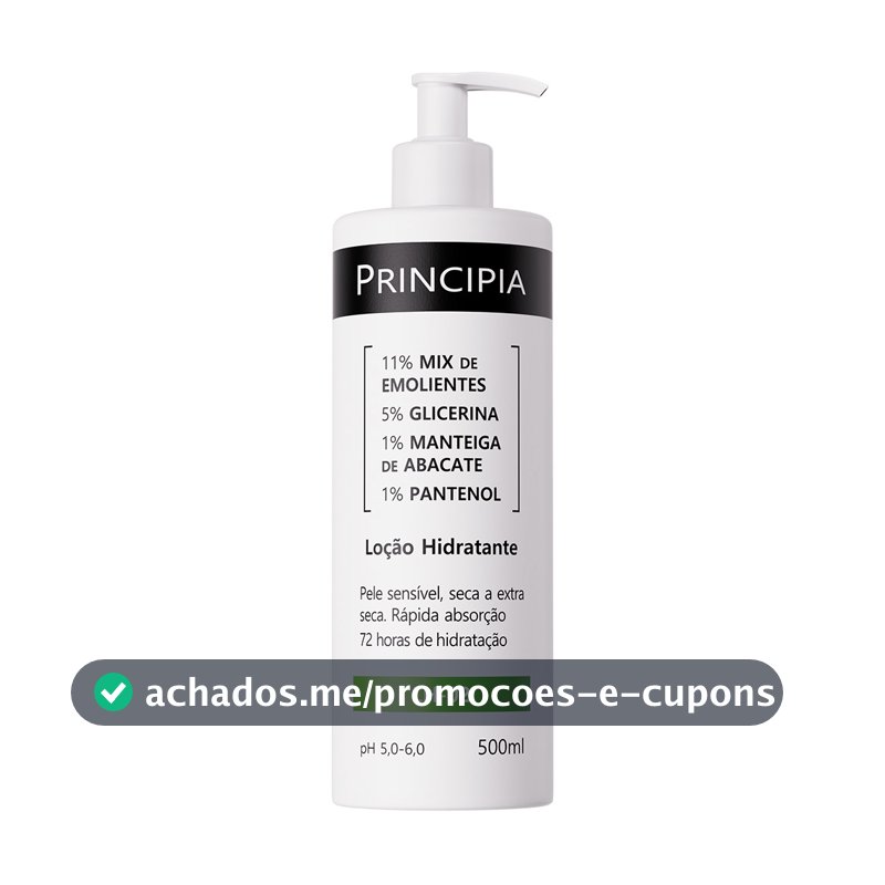 Loção Hidratante Corporal c/ 11% Mix de Emolientes + 5% Glicerina + 1% Manteiga de Abacate Principia LH-02 500ml