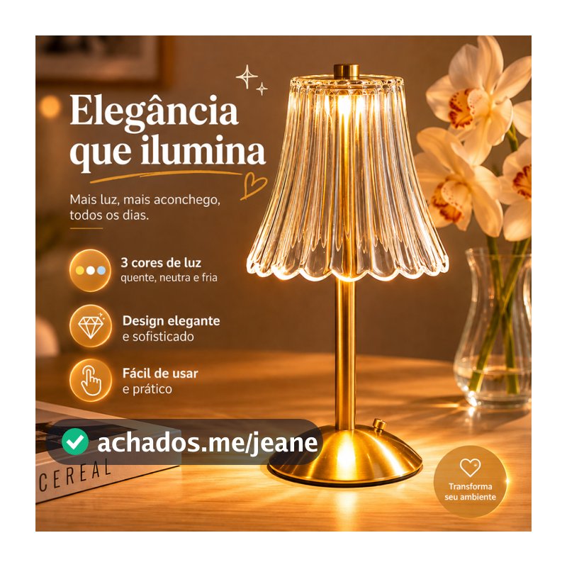 Lâmpada Abajur Mesa Com Barra Led Sensor Toque De Luz Quarto Sem Fio 3 Cores