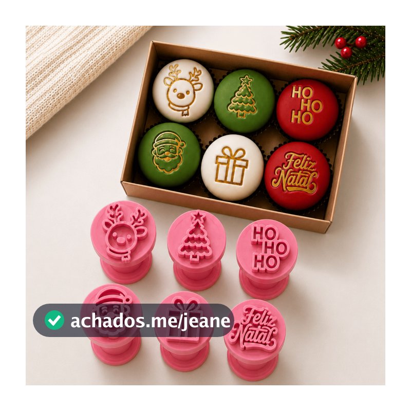 Kit 6 Carimbos Brigadeiro Natal Papai Noel Natalino Marcador Doce Temático