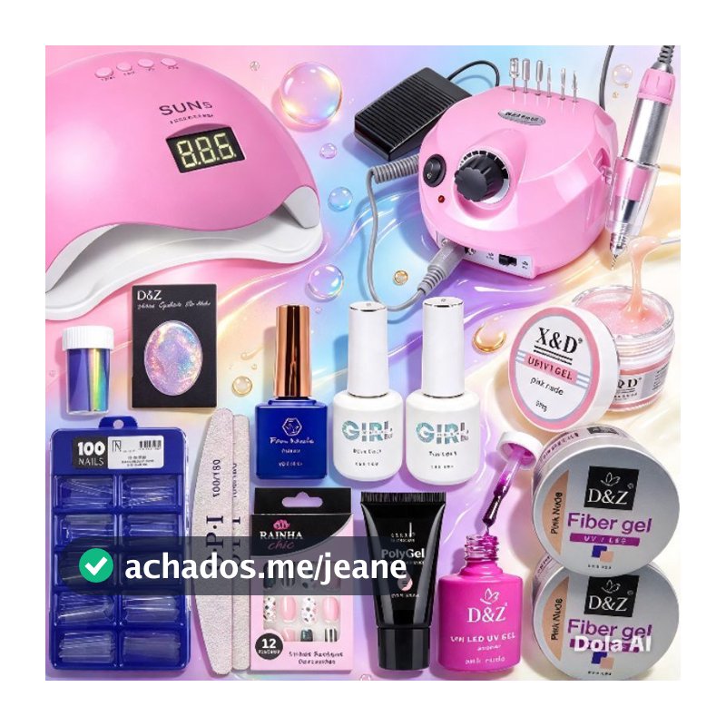 Kit Manicure de Unhas Lixadeira de Unha Motor porquinho Cabine + kit completo Para Gel Polygel