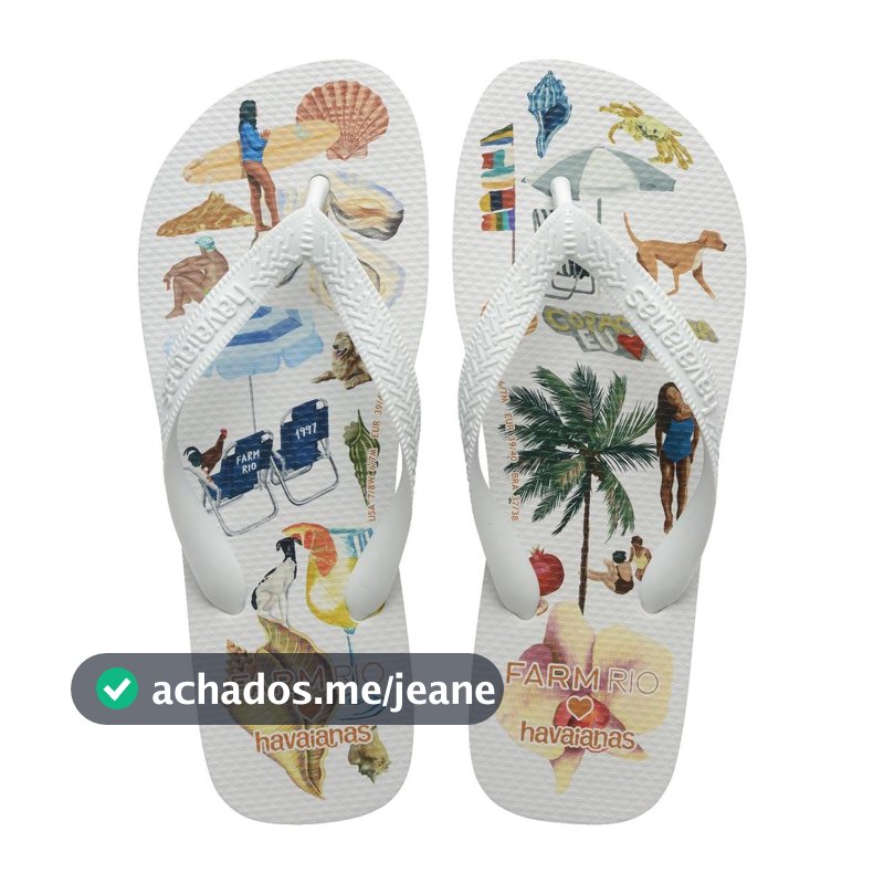 Chinelo Havaianas Farm Colagem Carioca