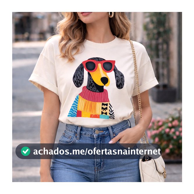 Camiseta T-Shirt Verão Feminino Cachorro Roupa Colorida Fofa Blusa Feminina 100% Algodão  Premium
