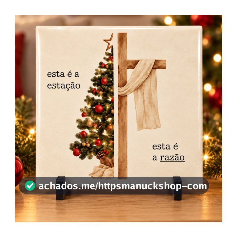 Azulejo Decorativo Jesus é a Razão da Estação Natal Cristão Cesrãmica 15x15 cm