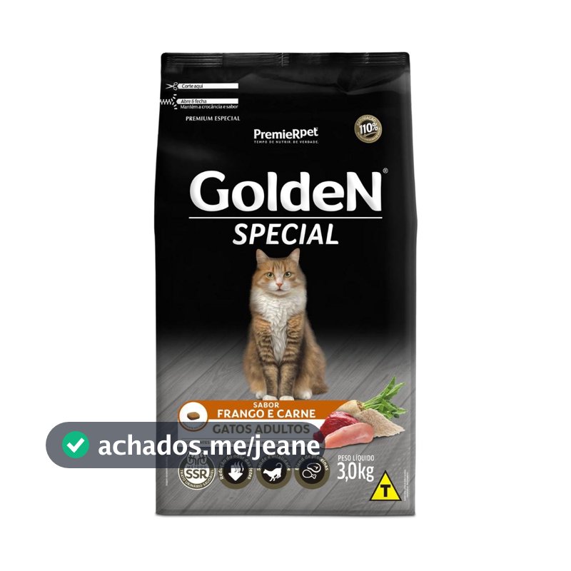 Ração Golden Special Para Gatos Adultos Frango E Carne 3Kg