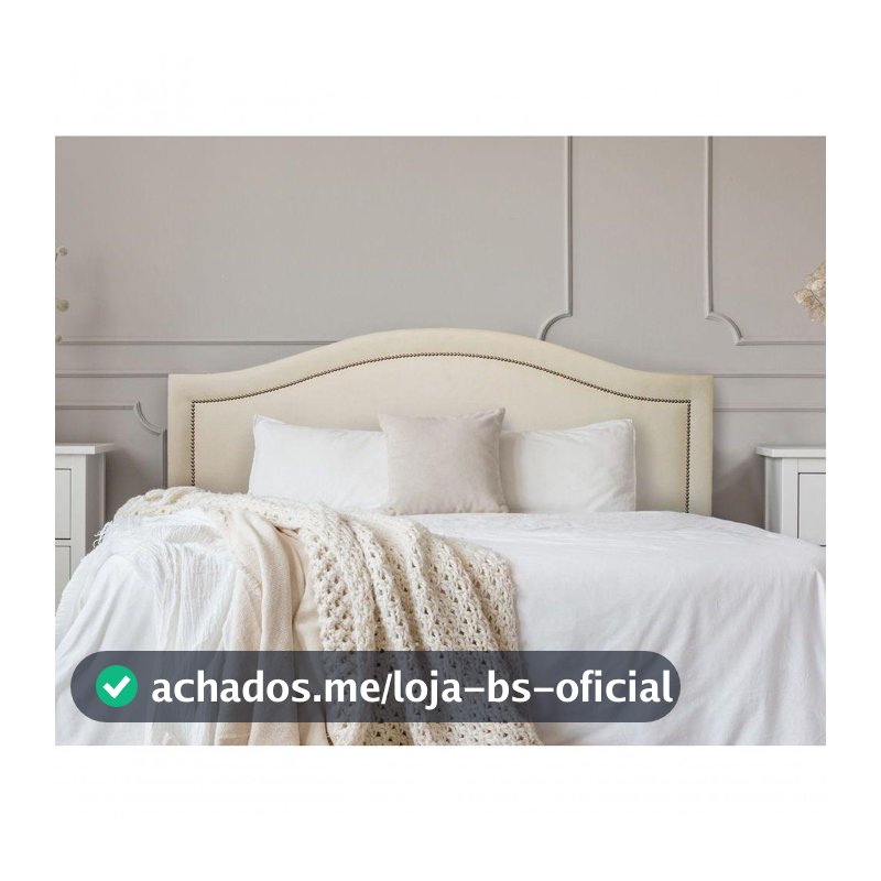 Cabeceira King Curva Luxo 193x60 Suede Off White - Tachas Prata