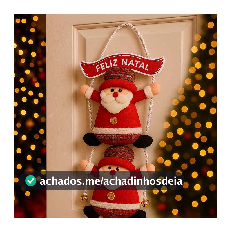 Enfeite De Pendurar Decorativo Boneco De Neve Ou Papai Noel Com Placa Feliz Natal