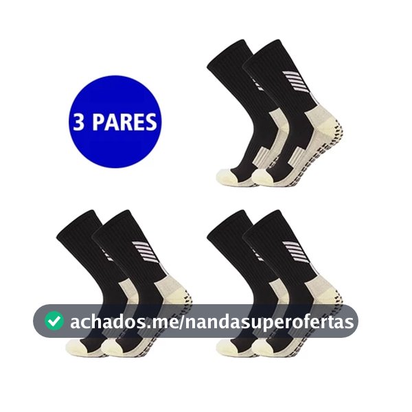Jcolour Kit 3 Meias Esportivas Profissionais Antiderrapantes para Academia e Exercicios ao Ar Livre