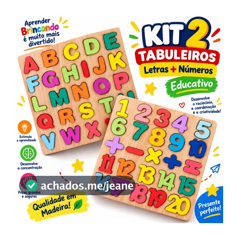 Tabuleiro Educativo Pedagógico Alfabeto Letras e Números Formas Geométricas Símbolos de Madeira Brinquedo Montessori