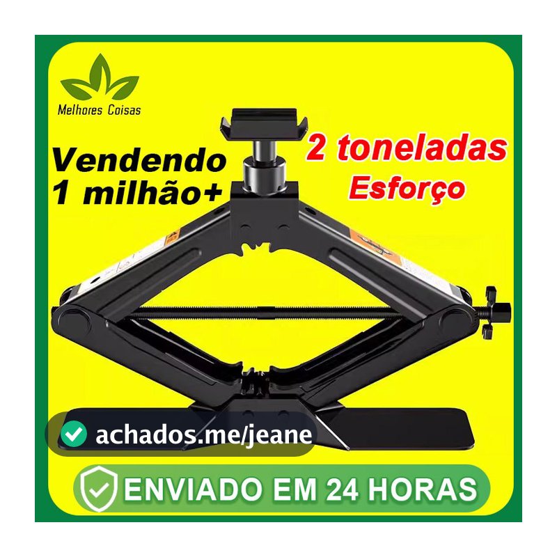 Macaco Sanfona de Carro Suporta 2 / 1.5 Toneladas  Jacaré Universal Original para Troca de Pneu