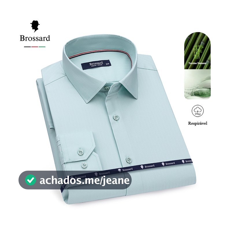 Camisa Social Masculina Não Amassa Respirável e Elástico Tecido Resfriante de Fibra de Bambu Natural