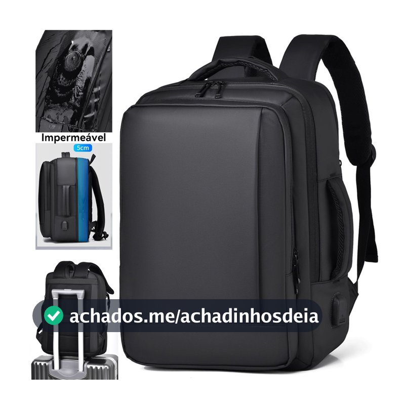 Mochila de laptop de negócios à prova d'água reforçada com expansão de capacidade