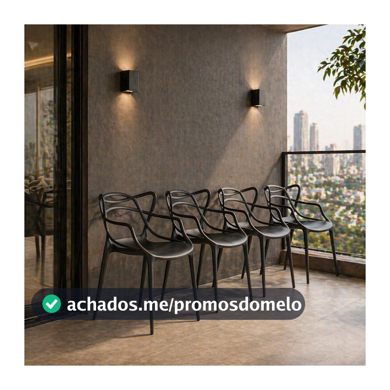 Kit 4 Cadeiras Allegra Preta — Varanda Gourmet e Cozinha Moderna Design Vazado