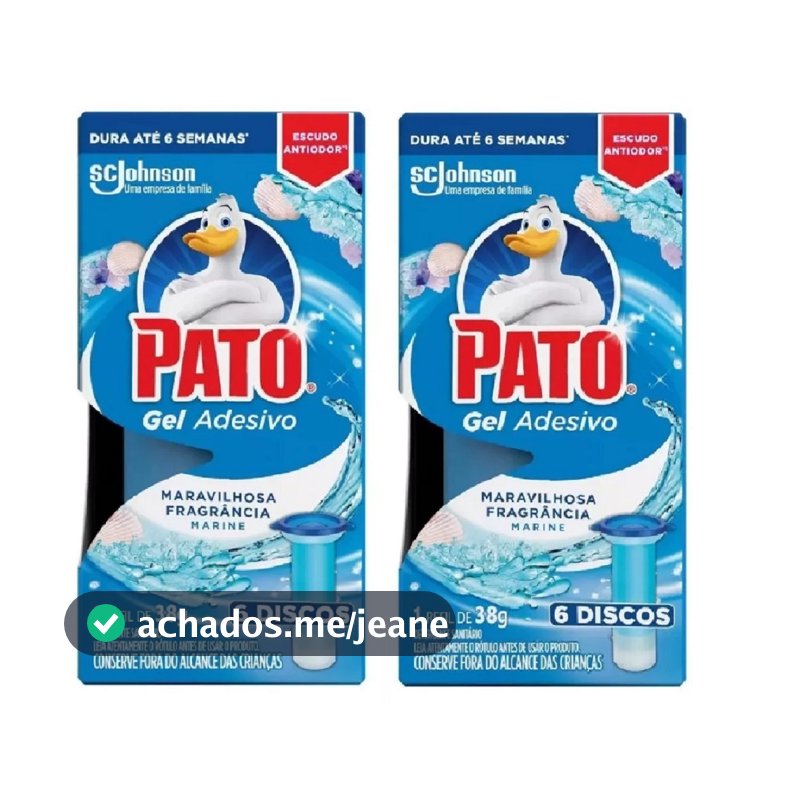 Desodorizador Sanitário Pato Gel Adesivo 2 Refis Marine 12 discos