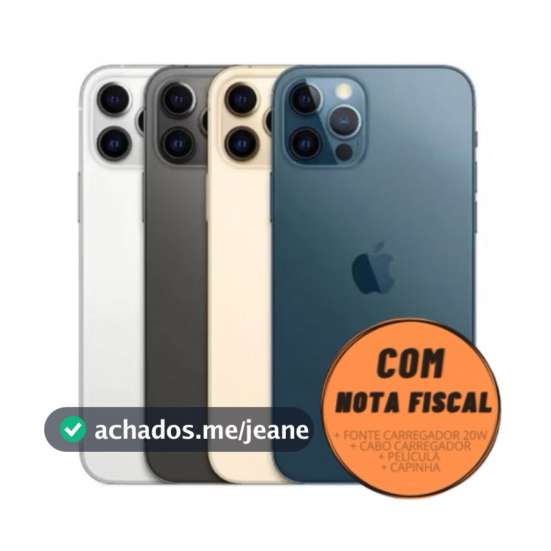 Celular iPhone 12 Pro (128GB) (256GB) 100% Original Apple Seminovo Vitrine Bateria 85% a 100% NF Carregador Película Cap