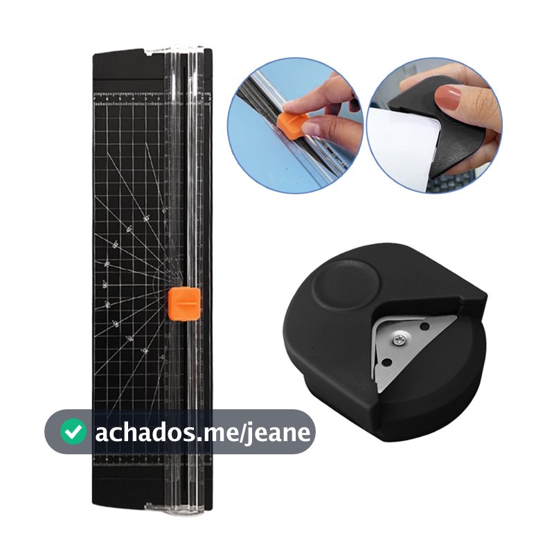 Kit Guilhotina A4 + Mini Arredondador Cortador De Papel Portátil Fácil Manuseio