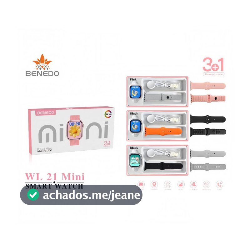 Smart Watch relógio digital feminino WL21-mini(38mm) 3 Pulseiras inteligente 2026 serie 12 Esportes