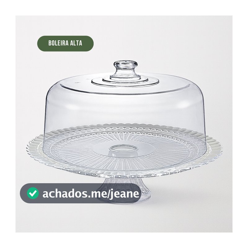 Boleira C/ Tampa Luxuosa Tortas Doces Cozinha Base Vidro Tampa Acrílico - Ruvolo Viena
