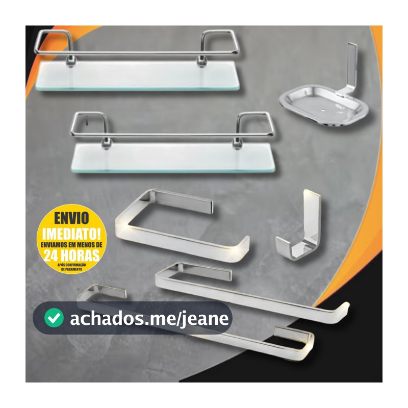 Kit De Banheiro Luxo Quadrado Cromado Em Inox Alumínio Com Porta Shampoo Organizador Completo
