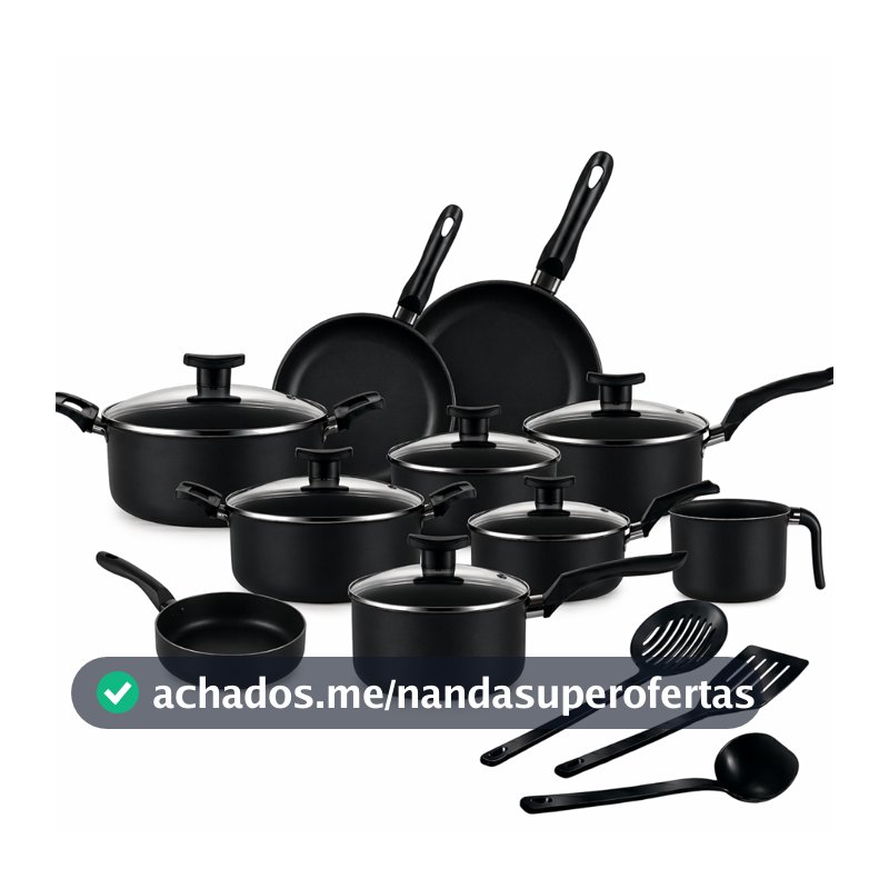 Jogo Panelas 13 Peças Antiaderente Conjunto Kit Frigideira Caçarola Fervedor Cozinha Completa