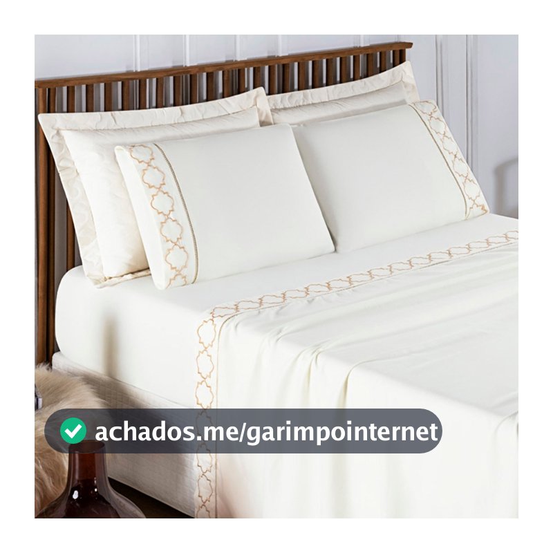 Jogo de Lençol Casal Queen King 400 Fios Ponto Palito Bordado 4 Peças Infinity