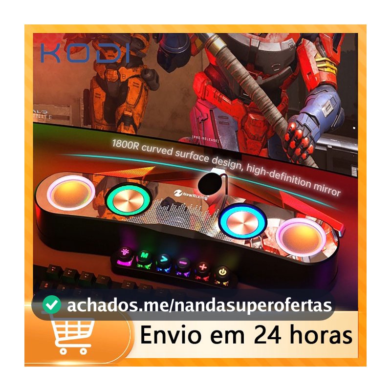 Caixa de Som Bluetooth Gamer Soundbar Alta Iluminação Led Rgb para Computador Pc Notebook Tv Usb