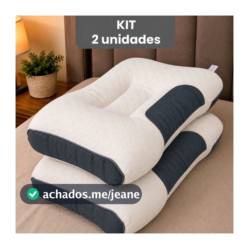 Kit 2 Travesseiro Cervical Ortopédico Ergonômico Confortavel Alivia Dores Coluna Melhora Postura