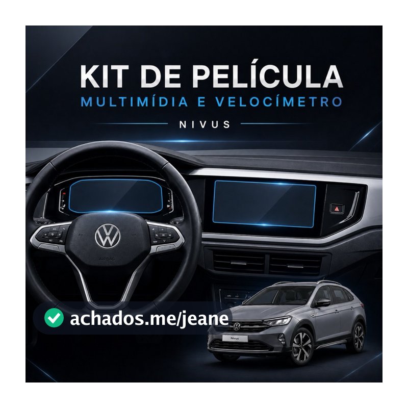 Kit Película Automotiva Carro Nivus Virtus Highline GTS Comfortline Central Multimídia Velocímetro Automotiva