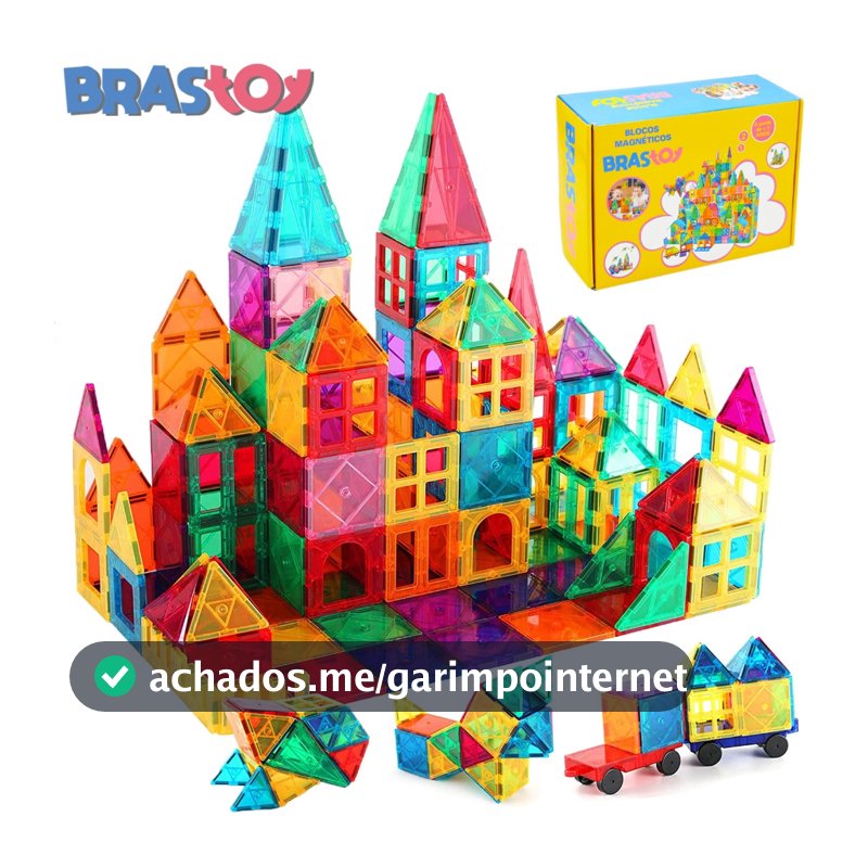 BRASTOY Blocos de Montar Magnéticos Construção Brinquedo Com Imã Educativo Infantil 65 Peças