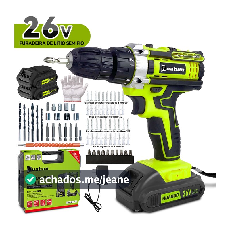 Parafusadeira Furadeira 68V/26V  Baterias Sem Fio Impacto Com Maleta Completo Broca Bits Maleta (110V/220V)