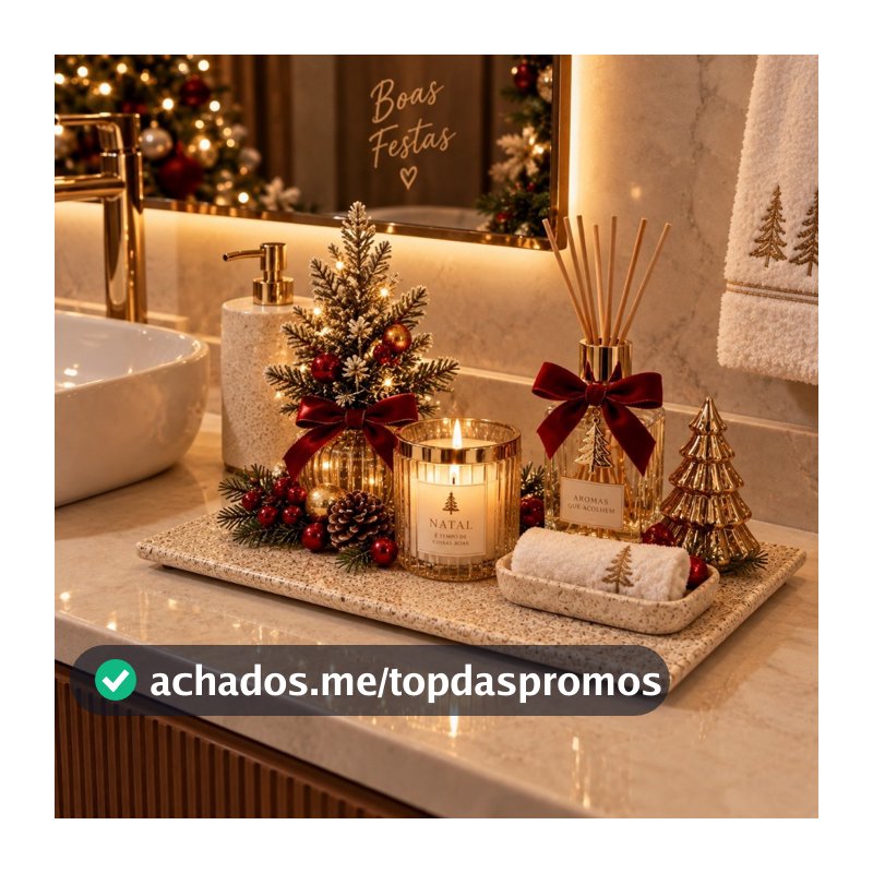 Bandeja de Natal Decorativa para Mesa Posta Ceia Festiva Premium Moderna Elegante Sofisticada