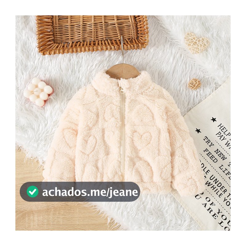 Jaqueta De Pelúcia Em Forma De Coração Fofa Bebê Quente Para Outono Inverno Casaco De Menina