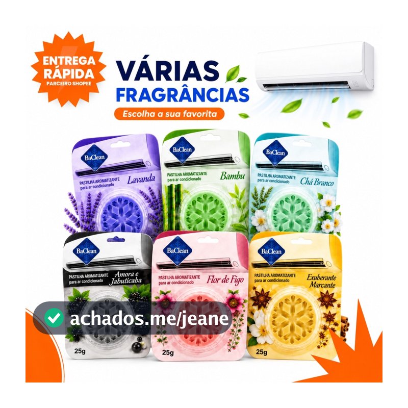 Pastilha Aromatizante Ar Condicionado Split BaClean 25g Elimina Mau Cheiro e Odor Perfuma Ambiente