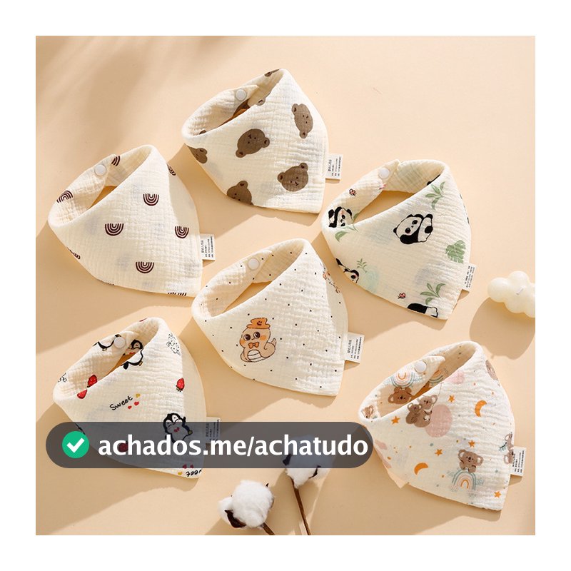 Kit C/3 Babador Bandana de Bebê 100% Algodão 23cm x 18cm - Sortidas ANJIN.B