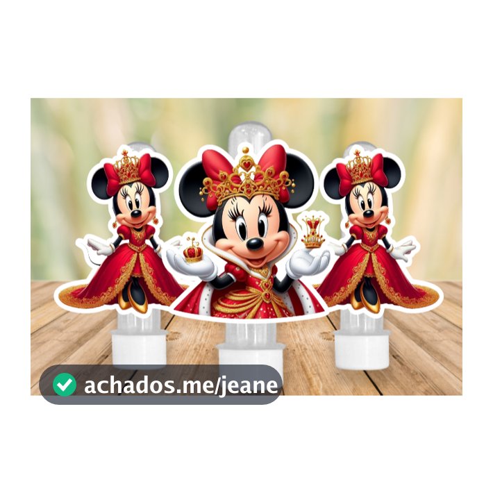 Apliques para Tubete Doces Bolo -  Minnie Vermelha Realeza -  Lembrancinhas Divertidas para Sua Festas
