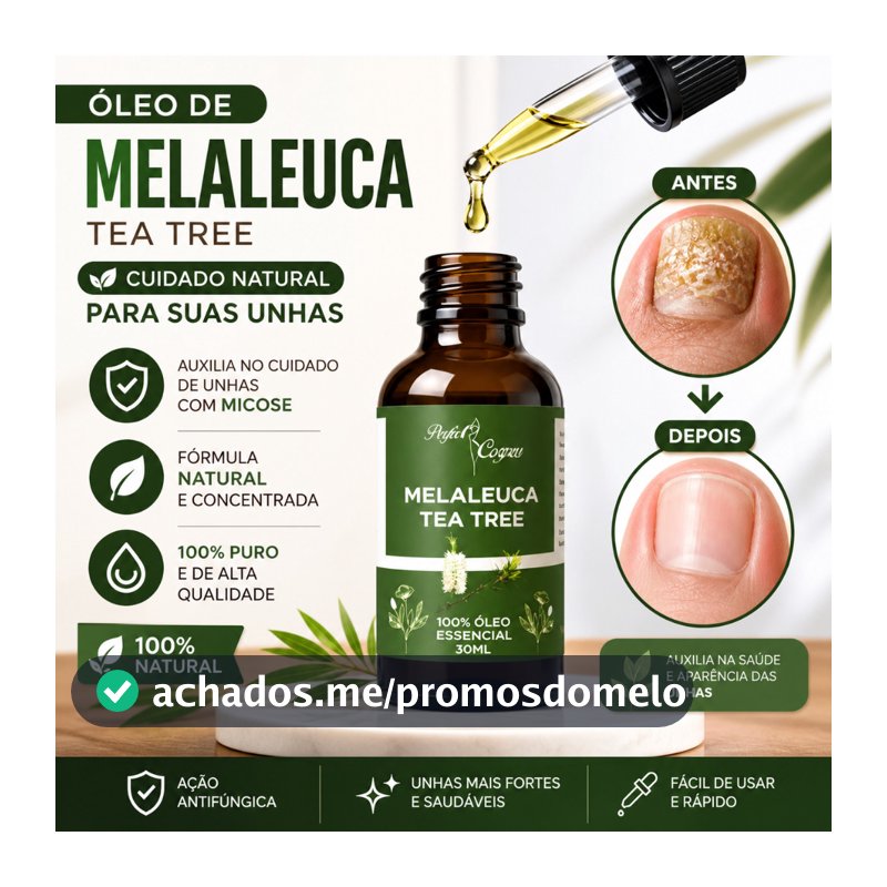 Óleo Essencial De Melaleuca 100% Puro 30ml Contra Micose