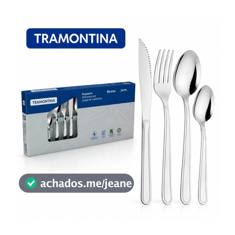Kit Conjunto Jogo De Faqueiro Búzios 24 Peças Aço Inox Tramontina