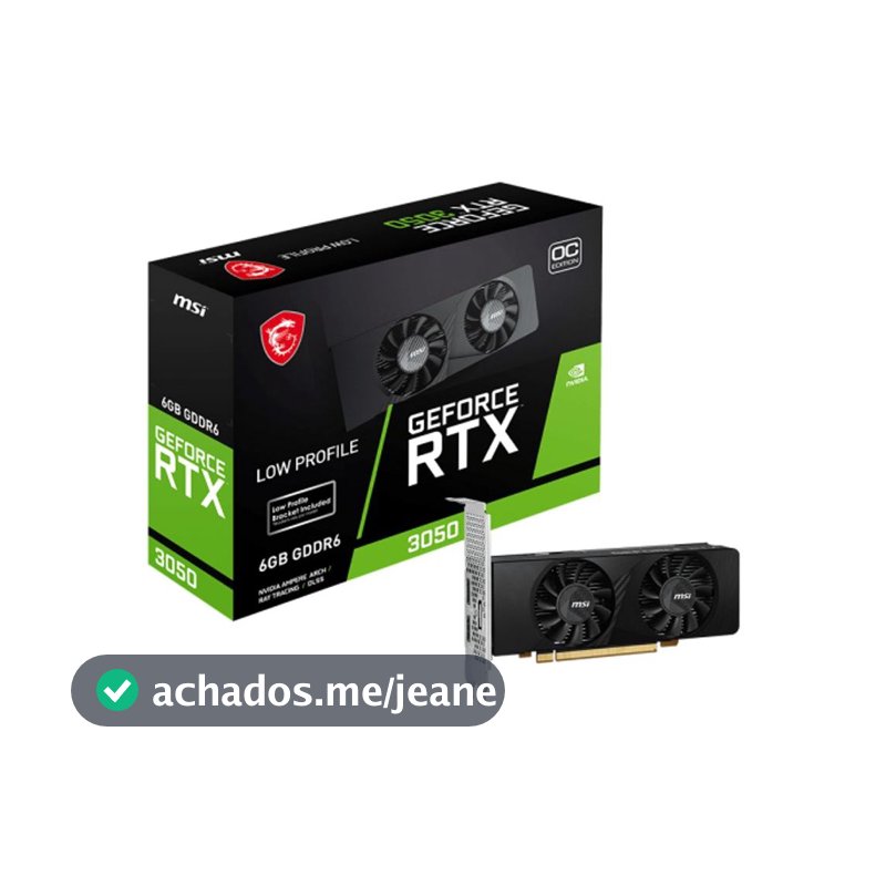 Placa de Vídeo NVIDIA GeForce MSI RTX3050 LOW Profile OC 6GB - 96 Bits - 2 HDMI/1X DP - 912-V812